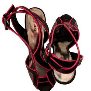 JustFab Black & Pink 5" High Heel Sandals With Adjustable Buckle Straps Y2K Edge